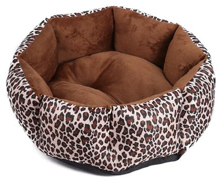 DOTBUY-SHOP Dog Bed Washable, Cat Bed Felt Donut Dog Bed, Pet Bed With Slip-Resistant Bottom, Orthopedic Dog Beds Gift for Small Dogs and Cats (L,Brown Leopard)