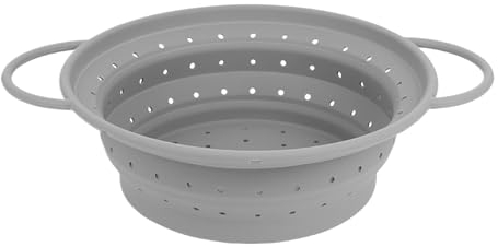 1 Piece Folding Drain Basket, Foldable Sieve Basket, Silicone Drainer, Kitchen Strainer, Multifunctional Fruit and Vegetable Sieve, Suitable for Kitchens and Restaurants (Grey)