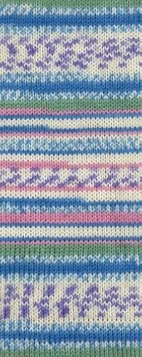 Gründl Hot Socks Mandello, Sockenwolle 8-fach, Sockengarn 8-fädig, dicke Stumpfwolle musterbildend, Farbverlauf, 150g / 300m (06 natur rosa hellblau)