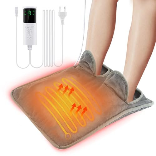 Vmxlso Calentador de Pies 40 * 39.5cm, Calienta Pies con 9 Niveles de Temperatura y 4 Temporizadores, Lavable Calienta Pies Electrico con Apagado Automático, Calentador Pies para Mujeres Y Hombres