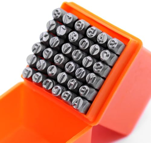 RUNYU Juego de 36 letras de la A a la Z de 4 mm, números de 0 a 9 punzones de metal para metal, piel, madera, grabado DIY (36 unidades)