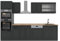 Vicco Küchenzeile R-Line, Anthrazit Landhaus/Anthrazit, 300 cm mit Hochschrank, AP Eiche