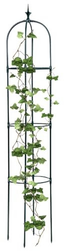 Rankobelisk Kunststoffbeschichtetes Metall Witterungsbeständige Garten Rankhilfe für Rosen und Blumen, 113 cm