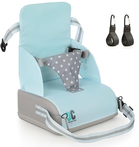 CALACOD - Trona portatil bebe de diseño + ganchos carrito - Trona de viaje portatil - Alzador/Elevador silla para mesa de comer - Trona plegable ligera: 6m/3 años(15kg) - Color UNISEX