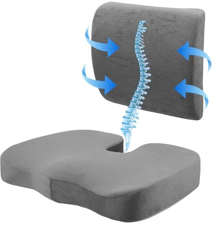 Nastopee Cuscino Lombare Sedia Ufficio, Cuscino Sedia Ufficio, Cuscino Antidecubito, Cuscino per Sedia da Ufficio, Antiscivolo per Seduta E Schienale Gaming, Cuscino Ergonomico Sedia Ufficio, Gel