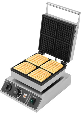 Mermajestic Gofrera eléctrica de 1750 W, 4 x 11,5 cm, 4 capas, calentamiento rápido y resultados de horneado uniformes, para gofres belgas, postres y aperitivos