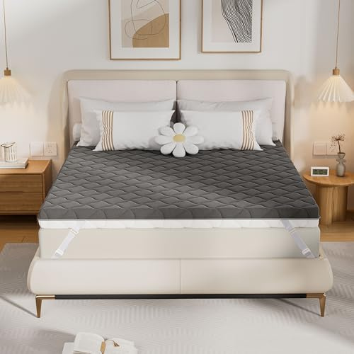 Vipbear Cubrecolchón de espuma de gel de 90 x 200 cm H2/H3, 8 cm de grosor, certificado Öko-Tex, doble cara, para camas con somier, sofá cama