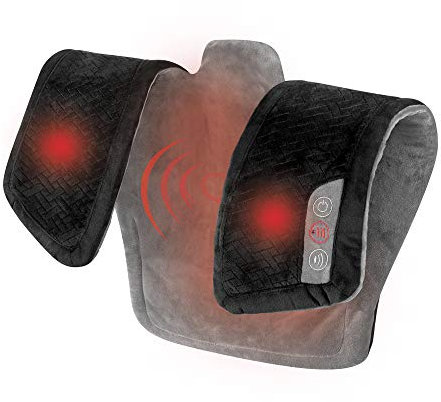 HoMedics Comfort Neck & Shoulder Massager Wrap- Heated Massage Machine for Neck, Shoulder & Upper Back with Vibration, 6 Programmes & Pulsations - Muscle Discomfort Ease