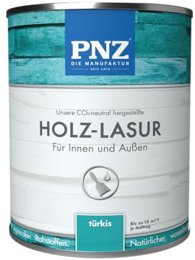 PNZ Holzlasur für Innen und Außen | lösemitttelfreie Farblasur | Nachhaltig hergestellt mit regionalen Rohstoffen | für alle Hölzer, auch Bienenhäuser, Gebinde:0.25L, Farbe:türkis