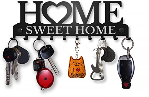 SirHoldeer Home Sweet Home Decoration - Portachiavi da parete, con chiave da parete, per decorazione da parete in metallo, decorazione per la casa, cucina, accessori