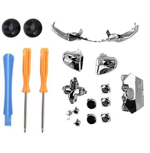 Yunseity Ersatzkit für Xbox ONE Elite Controller, Buntes Schraubendreher-Reparaturset mit LB RB LT RT Trigger-Tasten-Teilen(Silber)