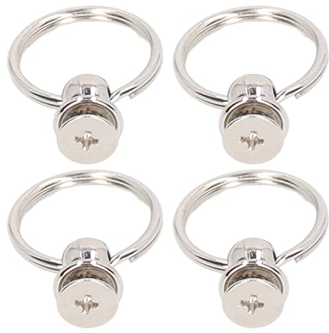 Bottoni in Ottone Massiccio Vite a Bottone Rivetti con Tappo a Vite, 20 Set Rivetti a Testa Tonda con Anelli di Trazione 8 X 19 Mm Anelli Doppi Lucidi Argento Viti Chicago Chiodo per Fai da Te