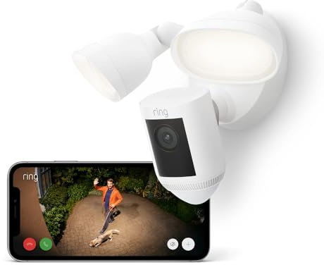 Ring Flutlichtkamera Pro Kabel (Floodlight Cam Wired Pro) | Außenkamera mit 2K-Video mit Ring Vision, 3D-Bewegungserfassung, Sirene, Überwachungskamera | 30-tägige kostenlose Testphase für Ring Home