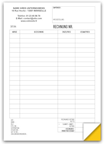 Factures - Commandes - Devis >AUTOCOPIANTES< >PERSONNALISÉES< - Lot de 50 feuilles - UTTSCHEID (Personnalisé, 10)