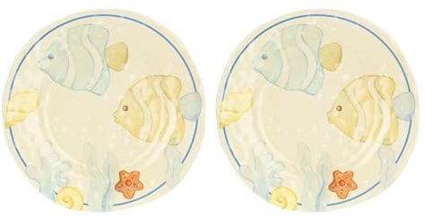 THUN, Lot de 2 assiettes plates en mélamine, ligne de mer à aimer, idée cadeau pour la cuisine, Ø 27 cm