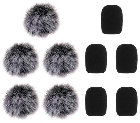 COMNICO 10 Stück Lavalier Mikrofon Windschutz Professionelle Außen FellWindschutz Popfilter Schaumstoff Windshield Abschirmschutz Rauschunterdrückung Studioausrüstung Klarere Aufnahme