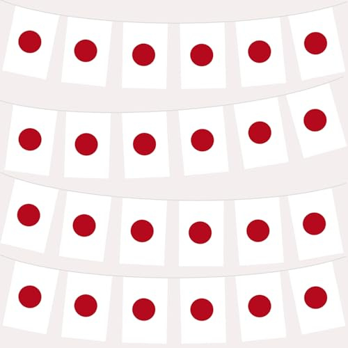 10m Guirnalda Bandera de Japón,30 Doble Cara Pequeña Personalizada Banderas,para Decoración Patio,Balcón,Jardin,Barra,para Juegos de Fútbol,Eventos Deportivos,Día Nacional,Fiesta de Japón