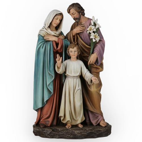 Statua cattolica della Sacra Famiglia BC, Gesù della gioventù, San Giuseppe, Vergine Maria, decorazione per interni ispiratrice per la casa, collezione natalizia, regalo religioso, scultura