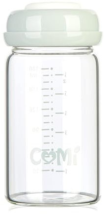 Comi Baby Glass Breastmilk Storage Bottles Grey 6.oz 180ml Reusable Wide Neck Bottles with Screw Ring Sealing Disk BPA-Free Leak-Proof Breastfeeding Milk Collection Fits Breast Pumps & Nipples