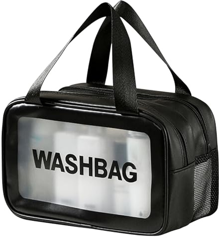 Bolsas Neceser Transparente,Neceser Transparente con Cremallera de Doble Compartimento,Neceseres de Viaje Mujer(Negro)