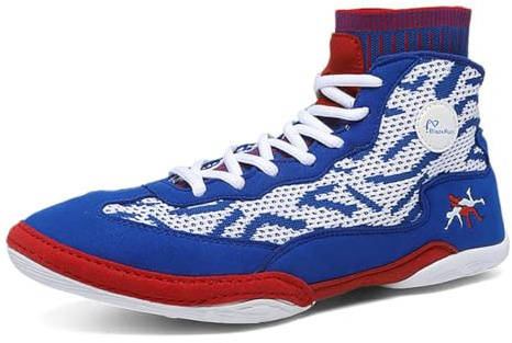 Hommes Boxe Baskets Respirant Maille Chaussures De Lutte Combat Boxe Chaussures Lightweight Soft Fitness Athletic Trainer,Bleu,43 EU