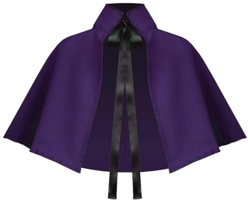 PAIDAXING Cape à capuche avec col montant – Cape courte médiévale pour adultes – Costume de combat de chevalier unisexe – Approuvé par le GN – Vêtement de scène et jeu de rôle d'Halloween, violet