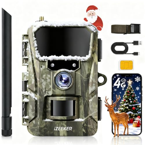 iZEEKER 2 in 1 Cloud 4G & Standard Wildkamera, 2K HD 48MP Wildkamera mit Bewegungsmelder Nachtsicht App-Steuerung Time Lapse Loop Aufnahme Kein WLAN IP66 Wasserdicht mit SIM-Karte für Wildtiere