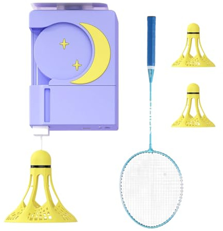 Badmintonträningsutrustning – Badmintontränare med fjärrkontroll, automatisk studs, elastiskt rep, justerbar, för barn, tonåringar och vuxna | praktisk träningsutrustning för vardagsrum
