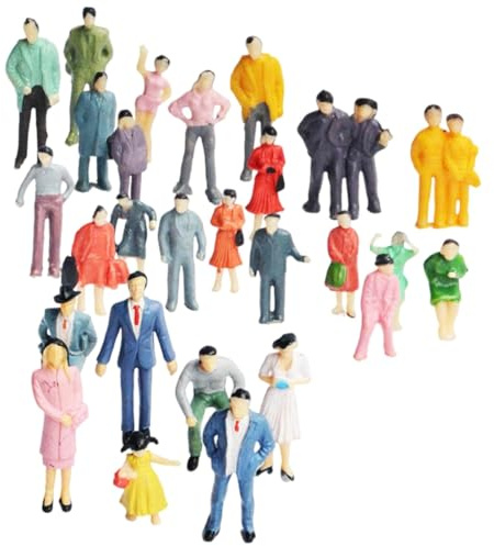CATZUM 50 Figuras Pequeñas de Personas Set Miniaturas para Modelismo de Trenes y Escenas (1:75) (Color)
