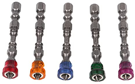 BQLZR 1/4 S2 Chrome Steel Drywall Magnetic Screwdriver Bit PH2 L65xD9mm Plasterboard Screw Bits Hex Shank with Depth Stop 1- Pack of 5