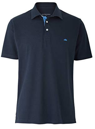 THE SAVILE ROW COMPANY LONDON Men's Classic Fit Cotton Pique Short Sleeve Polo Shirt - Navy - Extra Large