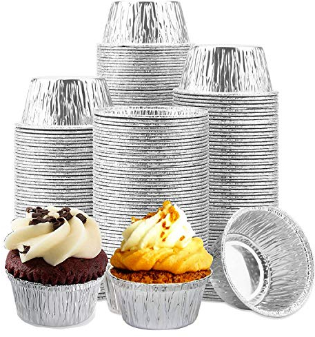 Aluminum Foil Ramekins [150 Pack] 4 oz Aluminum Disposable Ramekins Baking Cups Aluminum Tin Foil Cups for Roasting Tart, Pudding, Souffle, Appetizer