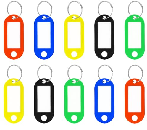 Westcott Schlüsselanhänger 10 Stück | 10er Pack robuste Anhänger zum Beschriften mit austauschbaren Etiketten | Mit Metall-Ring und in verschiedenen Farben | E-10655 00