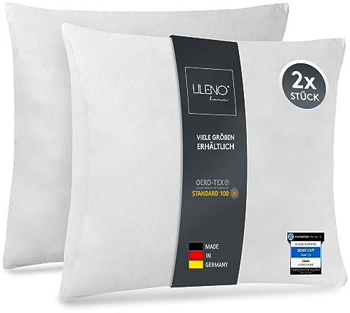 LILENO HOME 2er Set Kissenfüllung 50x60 cm - 40°C waschbares Innenkissen geeignet für Allergiker - Polyester Kisseninlet als Couchkissen, Sofa Kissen, Cocktailkissen und Kopfkissen