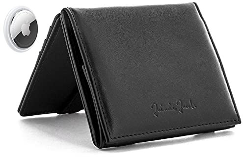 Jaimie Jacobs Flap Boy AirTag Edition Magic Wallet mit Münzfach Echtleder (Schwarz)