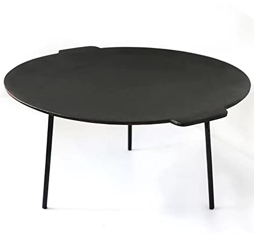 Veryard Piastra in ghisa da 45,7 cm, padella rotonda in ferro, griglia portatile per falò con 3 gambe rimovibili per barbecue all'aperto, cucinare, grigliare e friggere campeggio all'aperto