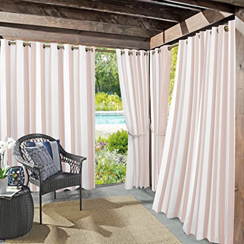 Sun Zero Valencia Lot de 2 Rideaux à œillets à Rayures Cabana pour intérieur/extérieur, Protection UV, économe en énergie