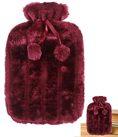 Minan Wärmflaschenbezug, 2L Niedlich Wärmflasche Überzug mit Flauschiger Plüsch, Langzeitwärme, Schnelle Schmerzlinderung, 30X20cm - (Wärmflasche Nicht enthalten)