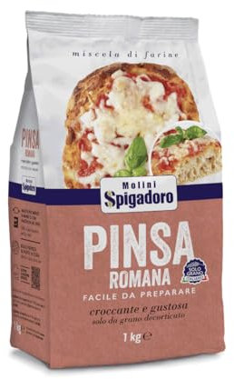Molini Spigadoro Mix Pinsa Romana (1kg) miscela con farina da grano 100% Italiano, Decorticato e farina di riso e soia, ottima per pizza e impasti ad alta idratazione