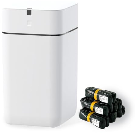 Airdeer Automatic Trash Can, 4 Gallon Self Sealing and Self-Changing Smart Trash Can, Motion Sensor, Touchless Garbage can with lid for Kitchen Bathroom Bedroom, 6 Refill Rings(A1, Black Line)