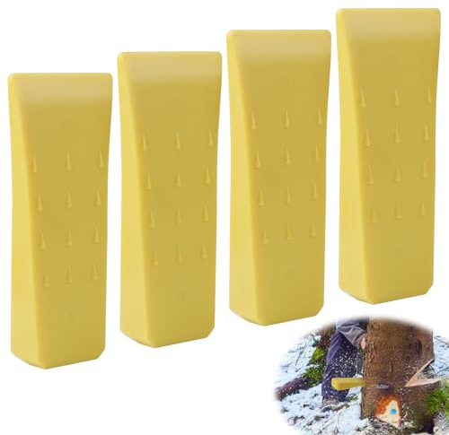 SWAWIS 4 Pièces D'Abattage pour Tronçonneuse, Coin Abattage ABS Plastique, Cale Dabattage pour l'Abattage Contrôlé des Arbres, 15.2*6.6*2.5cm Coins D'Arbres(Jaune)