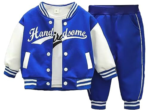MSemis Tuta da Ginnastica per Bambini Bimbi Unsiex Tracksuit Giacca di Baseball Maniche Lunghe Maglietta Sportiva e Pantaloni Sportivi Joggers Completo Casa, 6 Mesi-5 Anni Blu 4-5 anni
