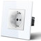 MVAVA Schuko Steckdose EU-Standard 1 Fach Glas Platte Unterputz Steckdose Einfache Installation 86mm×86mm 3-Draht Erforderlich Weiß