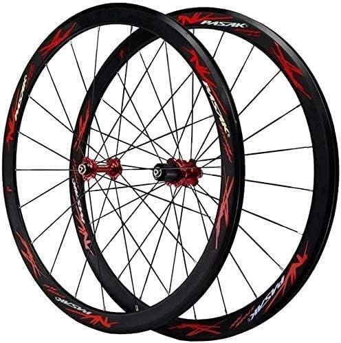 Road Bike Wheelset 700C,V Brake C Brake Dubbelväggig Alufälg 40mm BMX Bike Fälg Quick Release för 7 8 9 10 11 12 Speed ​​1890g Hjulsats,Röd,700C