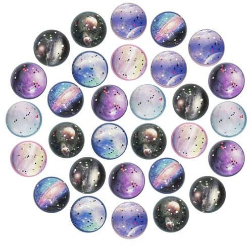 Maxentico 30 Pièces Balles Rebondissantes Enfant, 30 mm Balle Rebondissante, Bouncy Caoutchouc Balls, Espace Thème Balles, Space Party Favors Rubber Balls, pour Remplissage de Sac Cadeau