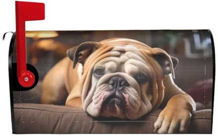 Magnetische Briefkastenabdeckung, Motiv: Englische Bulldoggen, Frühlingspost, Garten, Hof, Heimdekoration für den Außenbereich, Standard
