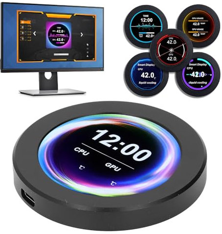 Kit di Aggiornamento Schermo Display AIO 2,1 Pollici, Monitor Temperatura CPU Schermo LCD per Dispositivo di Raffreddamento a Liquido CPU, Accessori per Computer Parti PC