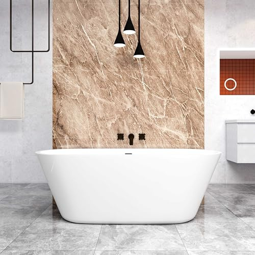 Baignoire îlot design ovale L.170 x l.80 x H.58cm Capacité Maximum de 280 Litres - Blanc - En Acrylique - AICA baignoire avec Bonde et trop plein