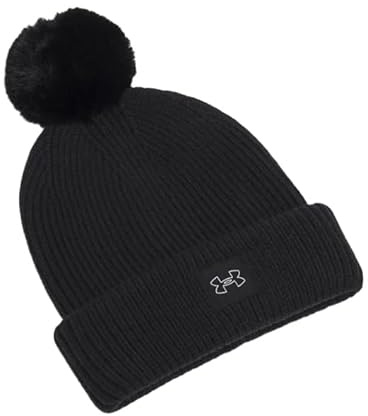 Under Armour dam ColdGear® Infraröd halvtid ribbad pom mössa hatt i svart, Svart, 1