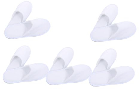 HEMOTON 5pares Pantuflas de Algodón Textura de Gofre de Zapatillas Cómodas y Ligeras para Viaje y Hotel para Hombre y Mujer Uso Dormitorio y Spa